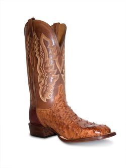 Lucchese Burnished Barnwood Square Toe Ostrich Boots