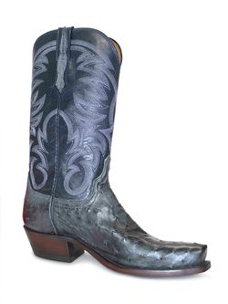 Men's Lucchese Anthracite Gray Full Quill Ostrich