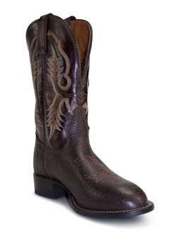 Tony Lama Chocolate Bison Shoulder Cowboy Boots