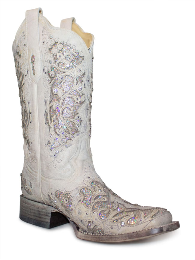 Corral White Glitter Square Toe - Texas 