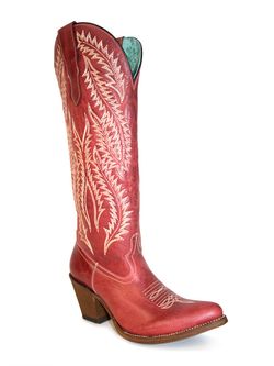 Ladies Corral Red Tall Embroidered Boots