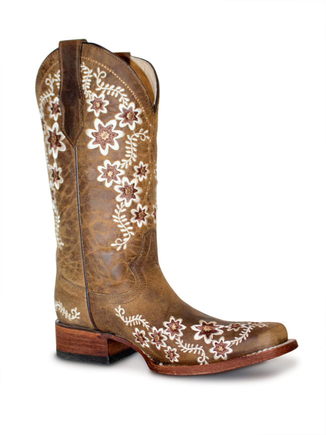 floral square toe boots