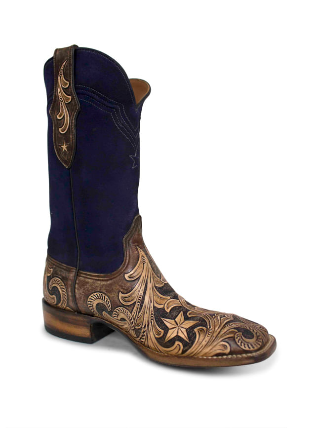 blue suede cowboy boots