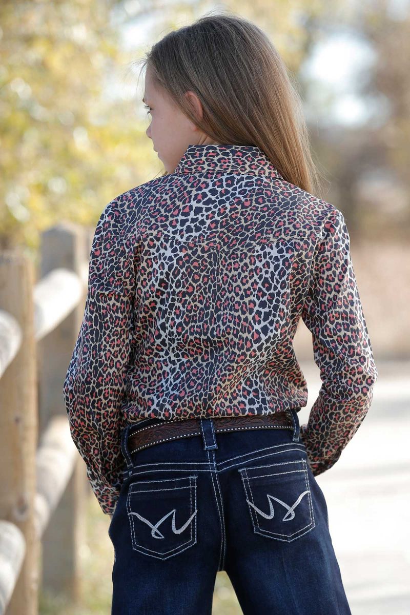 Girls cheetah hot sale print shirt