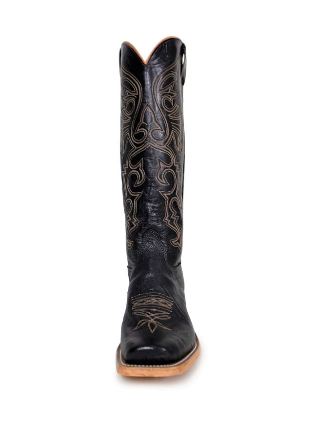 black smooth ostrich boots