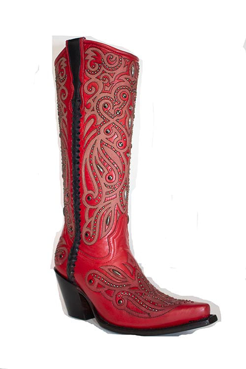 red studded boots