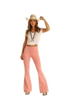 Ladies Panhandle Slim Pink Flare Jeans