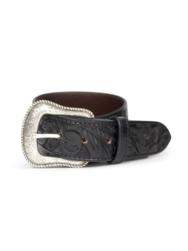 Mens Chacon Carved Deluxe Black 1 1/2 Belt - Texas Boot Company