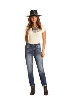 Ladies Panhandle Slim Straight Leg Button Fly Jeans