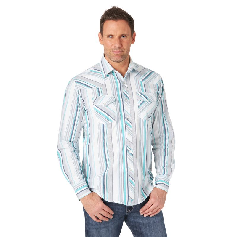 Mens Wrangler Aztec Long Sleeve Shirt