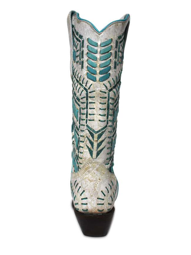 Ladies Corral White Turquoise Inlay Boots