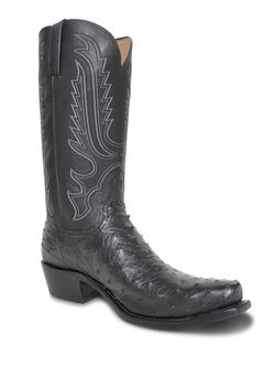 Mens Lucchese Black Jersey Ostrich Boot