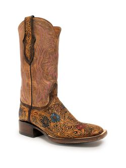 Black Jack Womens Hand Tooled Floral Reese Boots