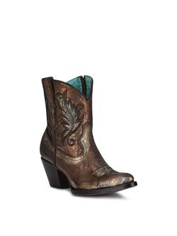 Corral Ladies Black And Bronze Ankle Boot