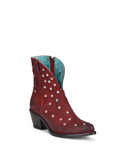 Corral Ladies Red Studded Ankle Bootie