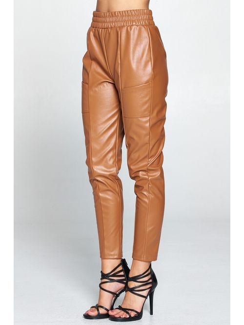 Tbc Womens Brown Pleather Joggers