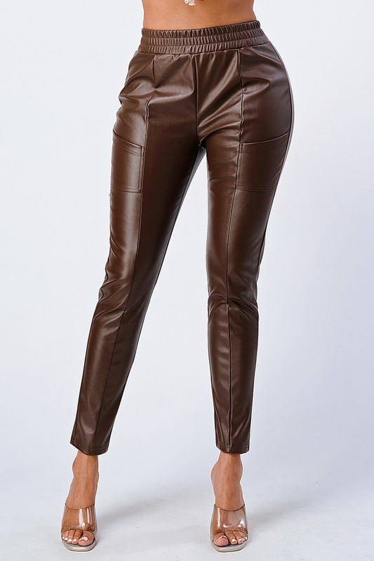 Tbc Womens Brown Pleather Joggers