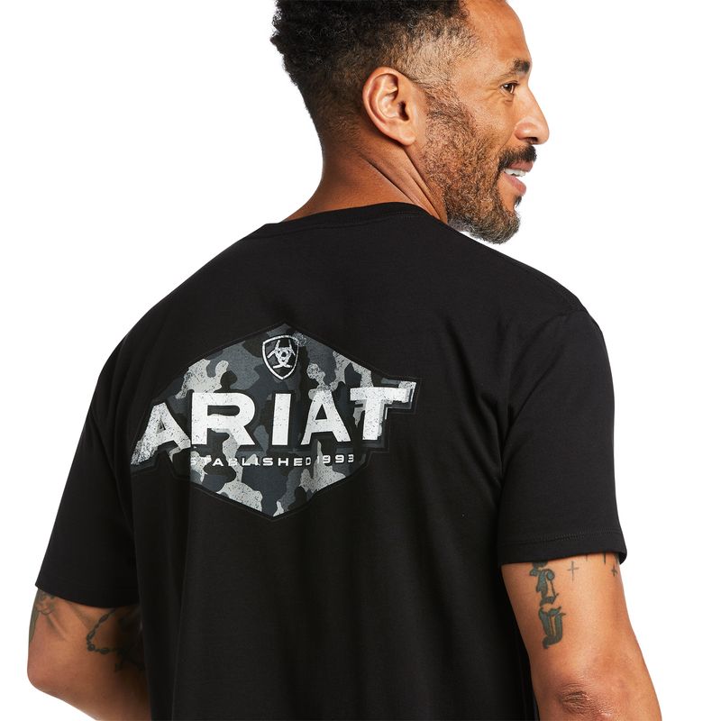 Ariat Mens Ariat Woodlands Black Short Sleeve Shirt