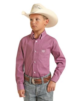 Panhandle Slim Kids Boys Button Down Dark Orchid Long Sleeve Shirt