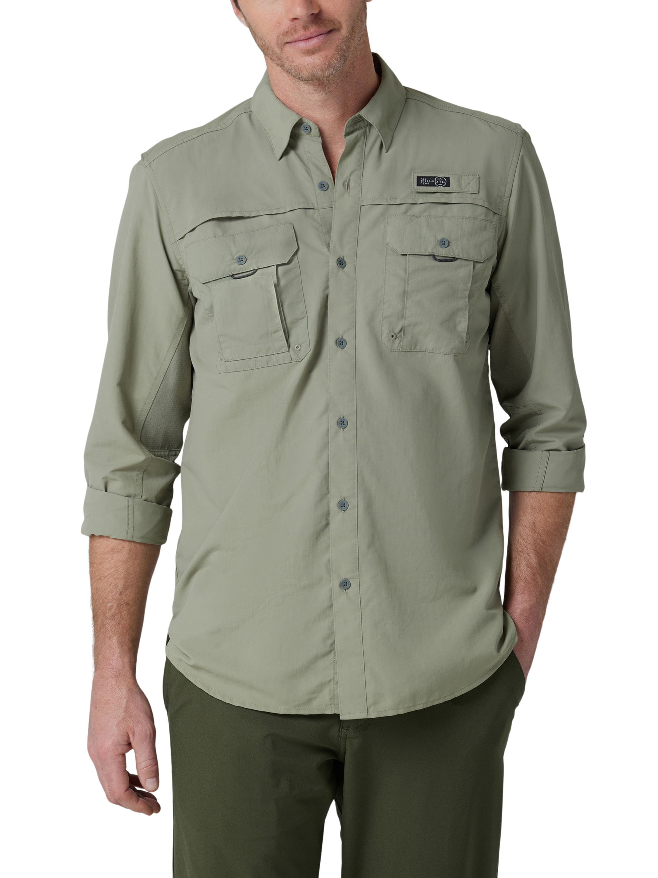 Wrangler Mens Size XL Tall Outdoors Short Sleeve Fishing Shirt