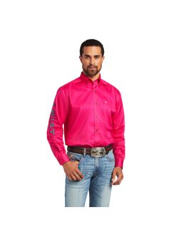 Ariat Mens Team Passion Pink Classic Long Sleeve Shirt