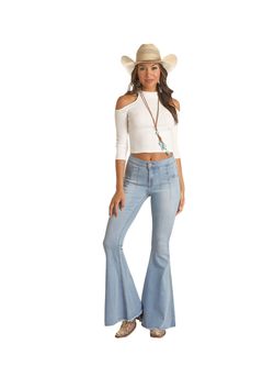 Panhandle Slim Womens Light Wash Bargain Bell Jeans