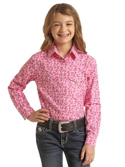 Panhandle Slim Girls Pink Long Sleeve Shirt