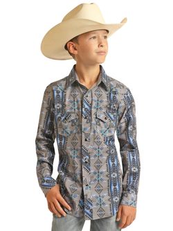 Panhandle Slim Kids Boys Aztec Long Sleeve Shirt
