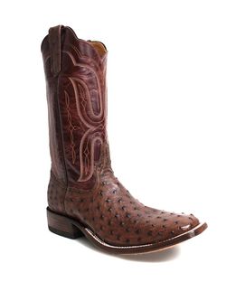 Rios Of Mercedes Mens Café Americano Full Quill Ostrich Burgundy Explosion Boots