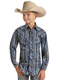 Panhandle Slim Kids Aztec Long Sleeve Shirt