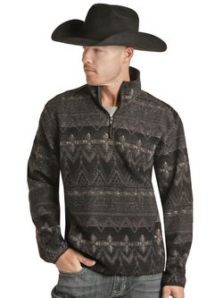 Panhandle Slim Mens Black Aztec Pullover
