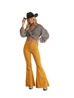 Panhandle Slim Womens Mustard Bell Bottom Jeans