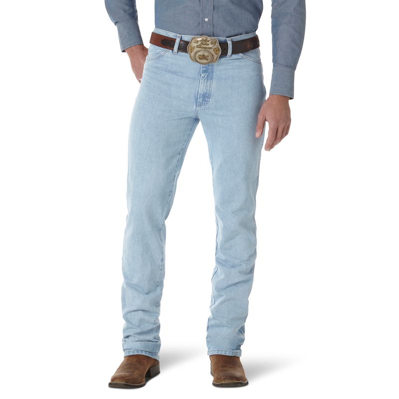 Wrangler Mens Cowboy Cut Slim Fit Bleach Jeans