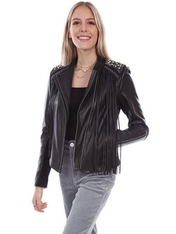 Scully Womens Black Studded Leather Jacket