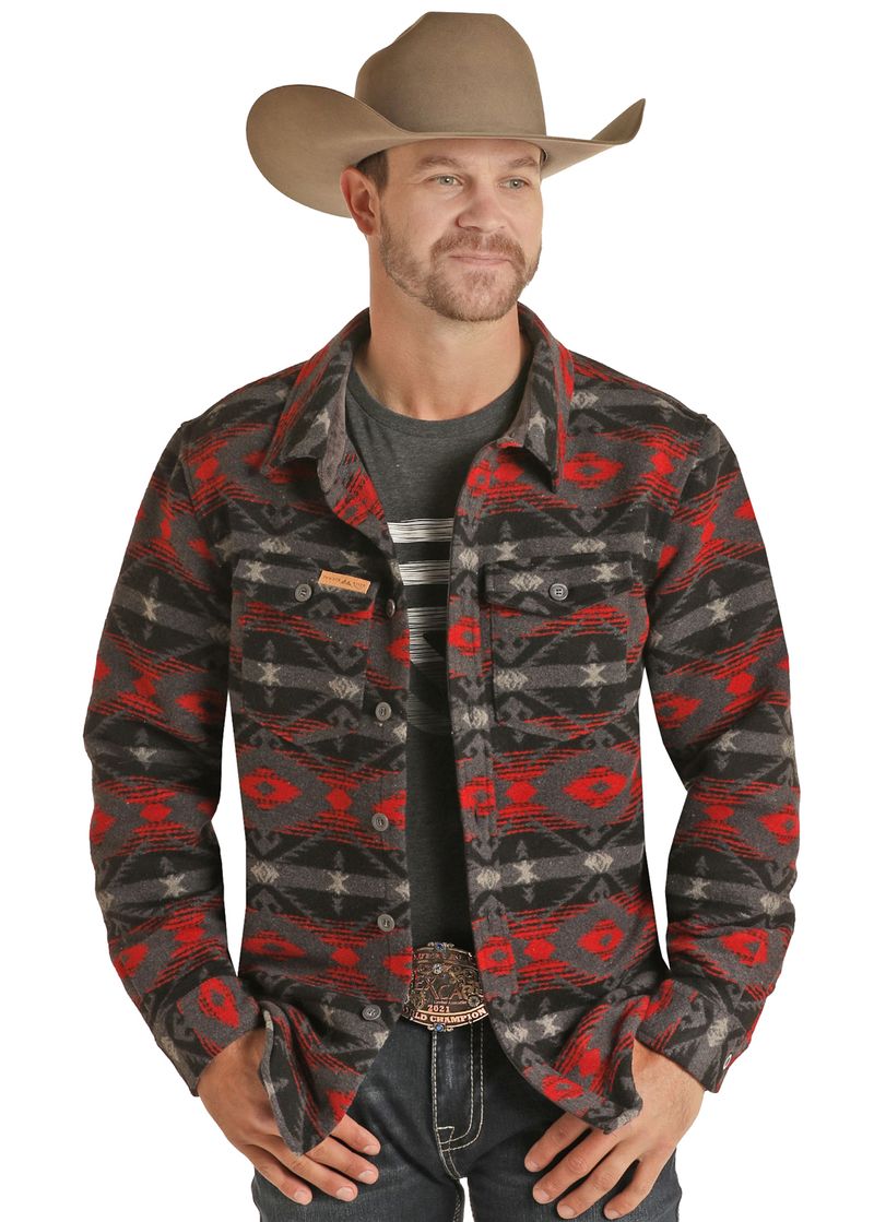 Panhandle Slim Mens Aztec Print Wool Shirt Jacket