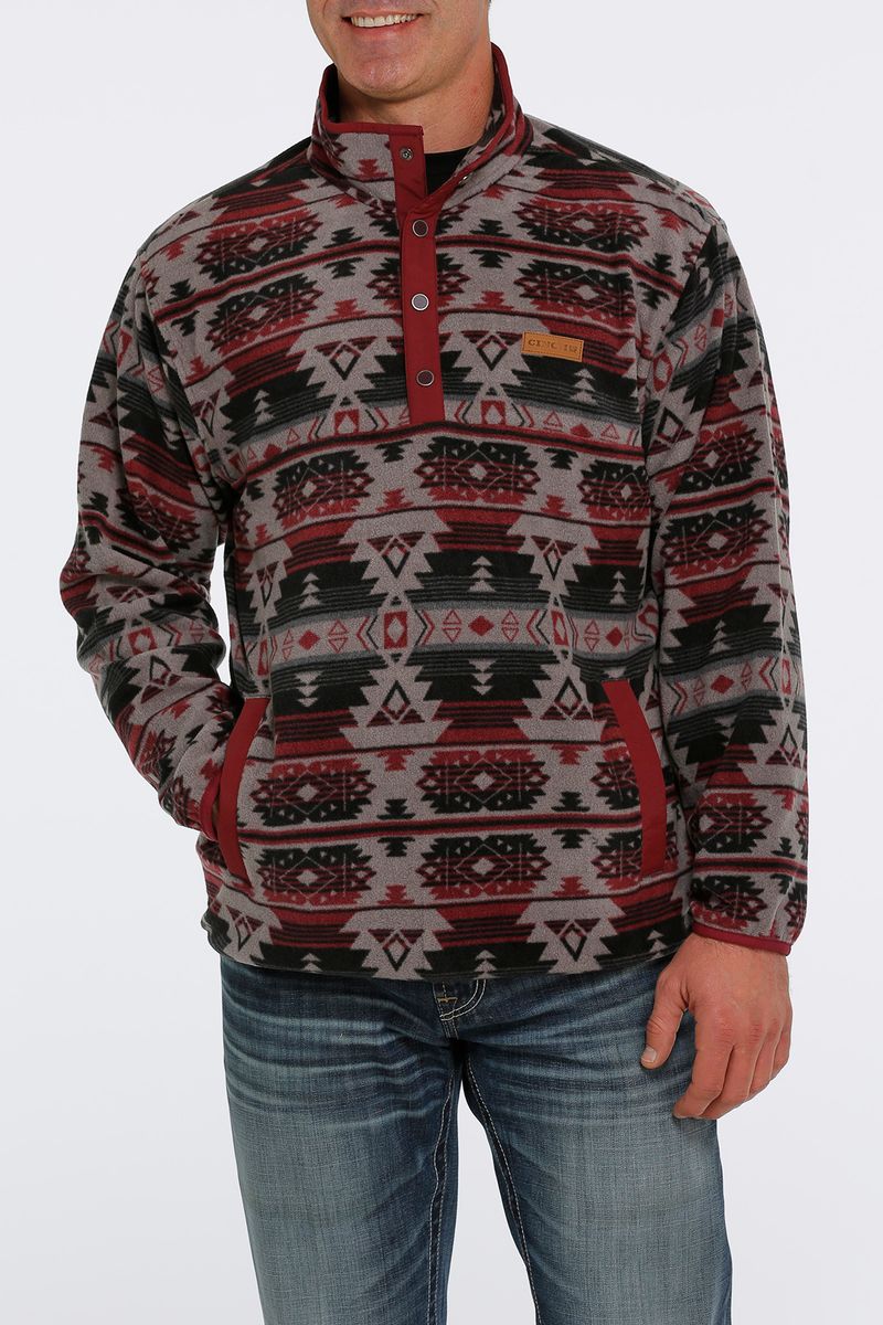 Cinch Mens Aztec Print Polar Fleece Pullover