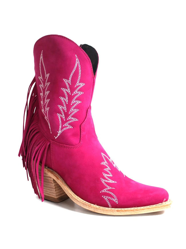 Hot pink fringe clearance booties