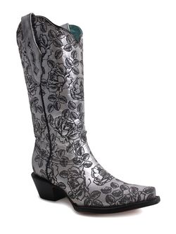 Corral Womens Silver Floral Laser Boots