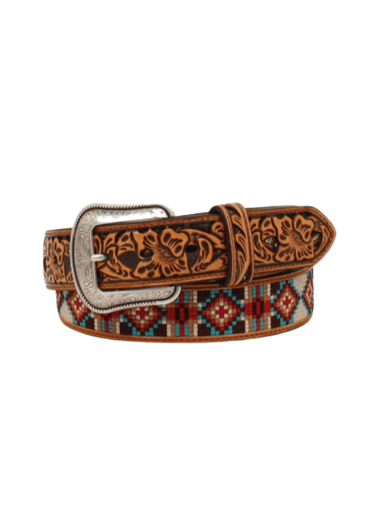 M&f Western Mens Diamond Southwestern Embroidered Inlay Belt