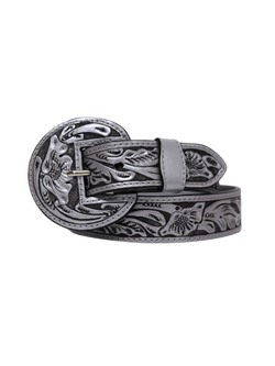 Que Chula Womens Silver Tooled Belt