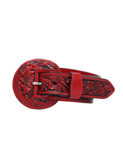 Que Chula Womens Red Tooled Belt