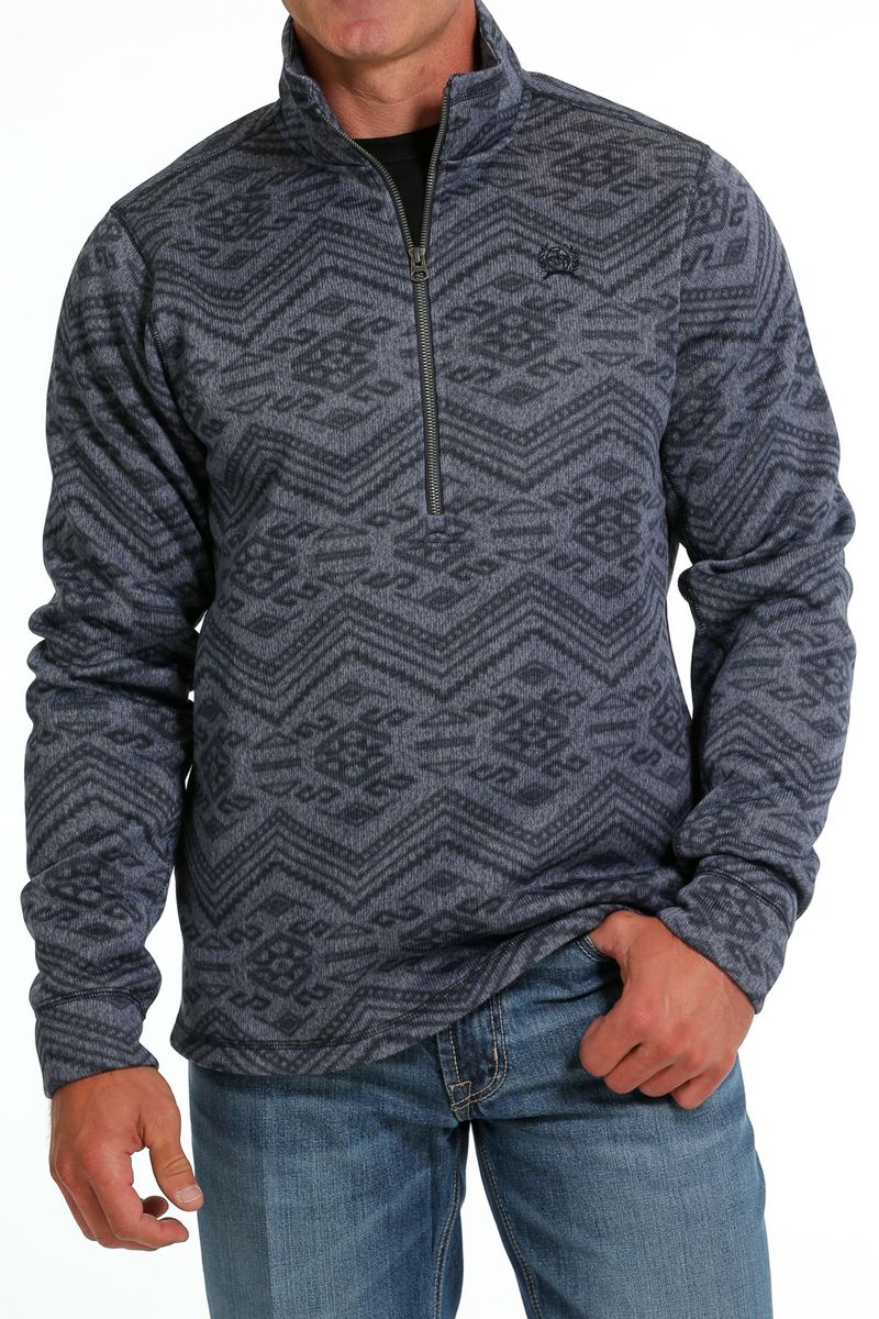 Cinch Mens Blue 1/2 Zip Sweater