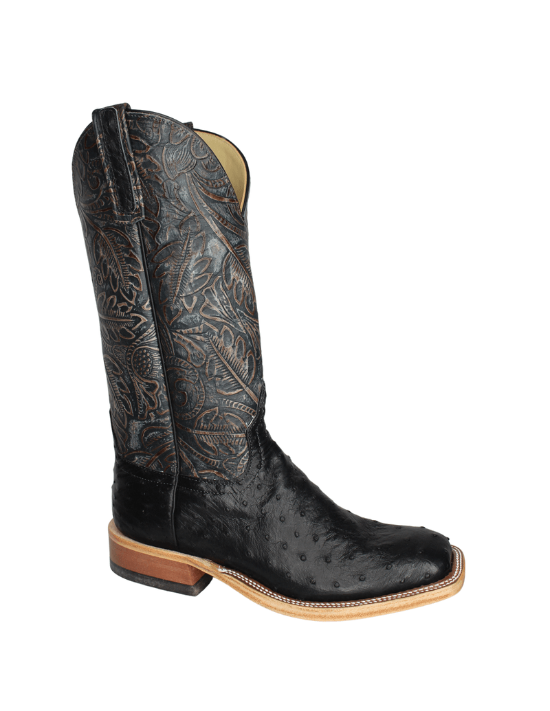 Black ostrich 2024 square toe boots