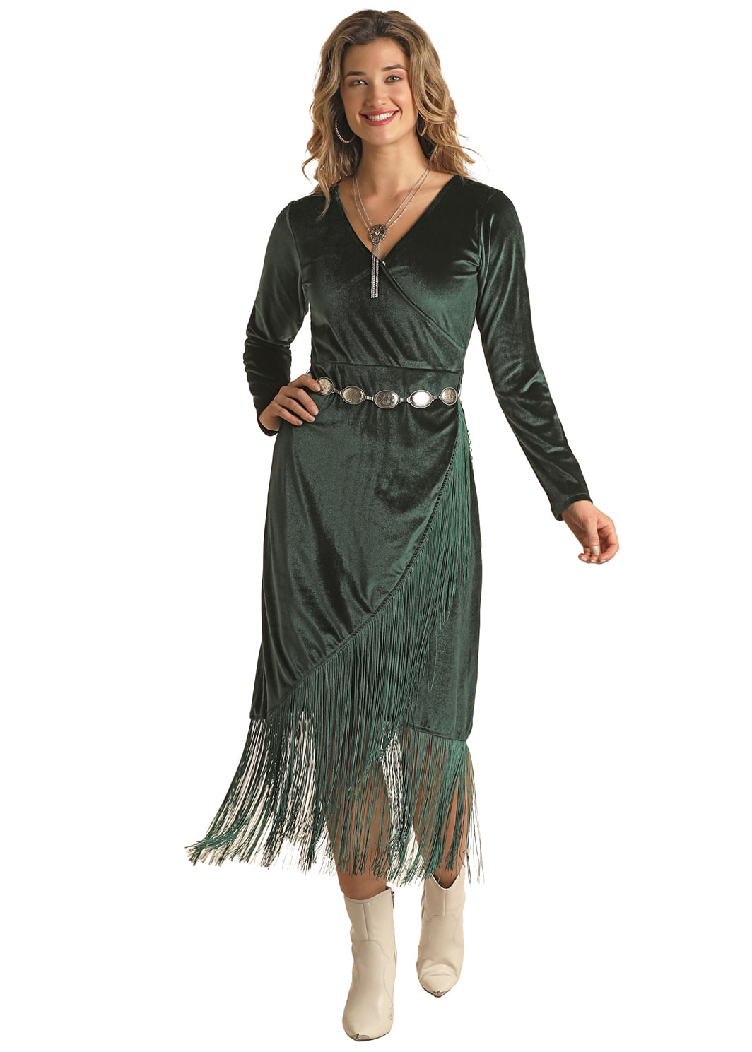 Fringe wrap cheap dress