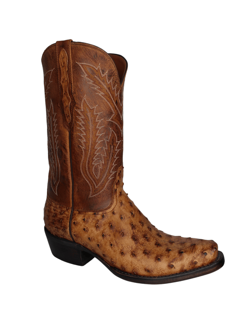 Black Jack Mens  Burnished Cigar Full Quill Ostrich Boots
