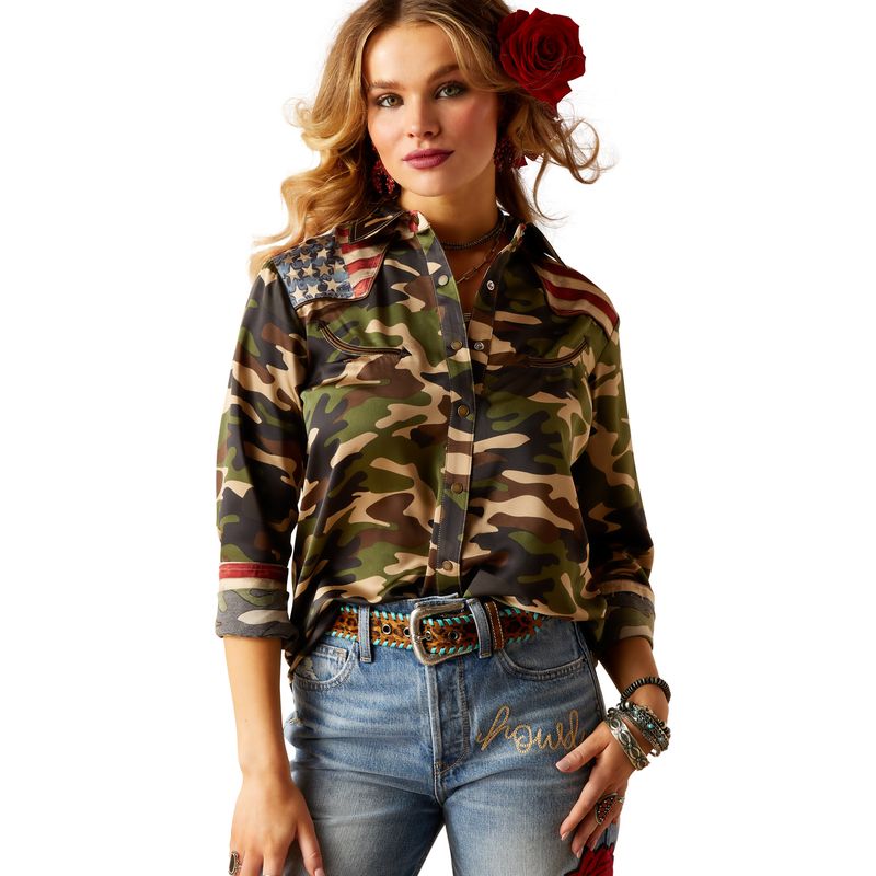 Women Camo Long Sleeve Shirt